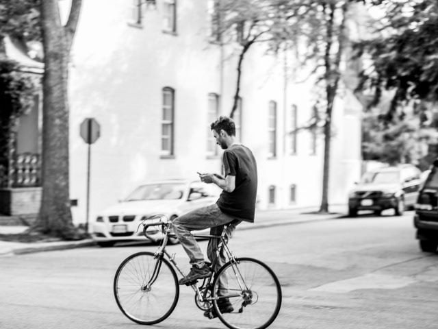 texting while riding a bicycle