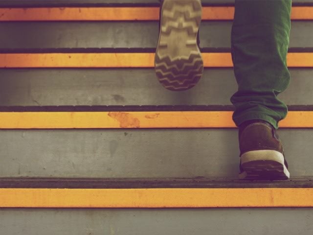 walking upstairs