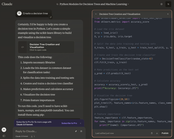 Claude.ai creating a decision tree